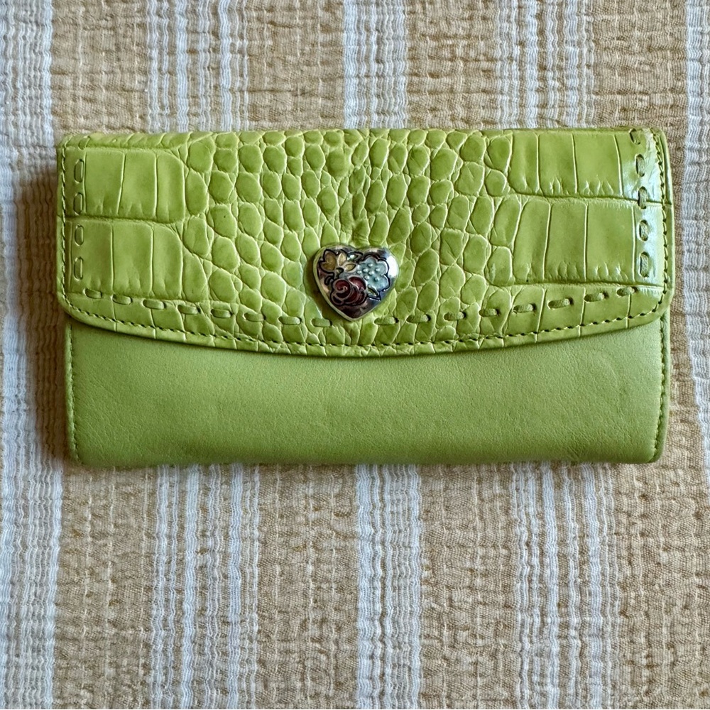 Brighton Lime Green Croc-Embossed Wallet / Crossbody
